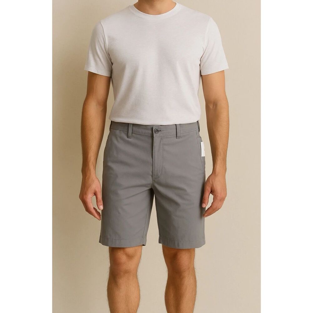 AMAZON Essentials Shorts Mens Sz 42 Cargo Grey Cotton Flat Front Golf New